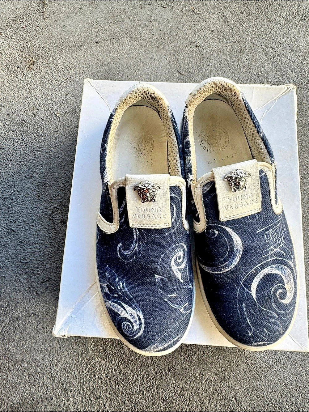 Versace Young Versace slip-on sneakers Blue & White Slip-On Sneakers